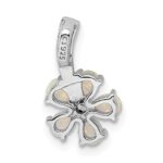 Sterling Silver Rhdoium Plated Opal Flower Pendant - Image 4