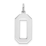 Sterling Silver/Rhodium-plated Polished Number 0 Charm