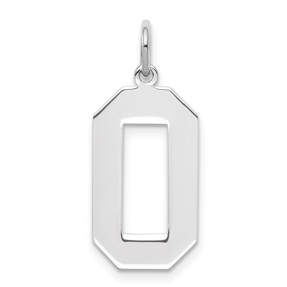 QPL00.jpg Sterling Silver/Rhodium-plated Polished Number 0 Charm - Image 1