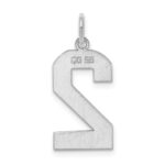 Sterling Silver/Rhodium-plated Polished Number 2 Charm - Image 4