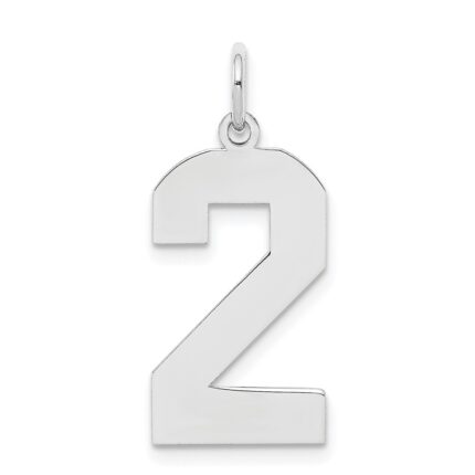 Sterling Silver/Rhodium-plated Polished Number 2 Charm