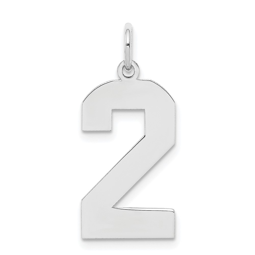 QPL02.jpg Sterling Silver/Rhodium-plated Polished Number 2 Charm - Image 1