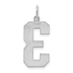 Sterling Silver/Rhodium-plated Polished Number 3 Charm - Image 4