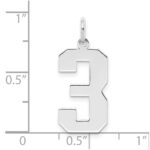Sterling Silver/Rhodium-plated Polished Number 3 Charm - Image 3