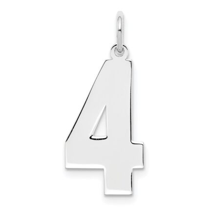 Sterling Silver/Rhodium-plated Polished Number 4 Charm