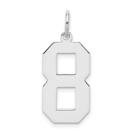Sterling Silver/Rhodium-plated Polished Number 8 Charm