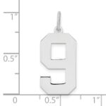 Sterling Silver/Rhodium-plated Polished Number 9 Charm - Image 3