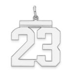 Sterling Silver/Rhodium-plated Polished Number 23 Charm