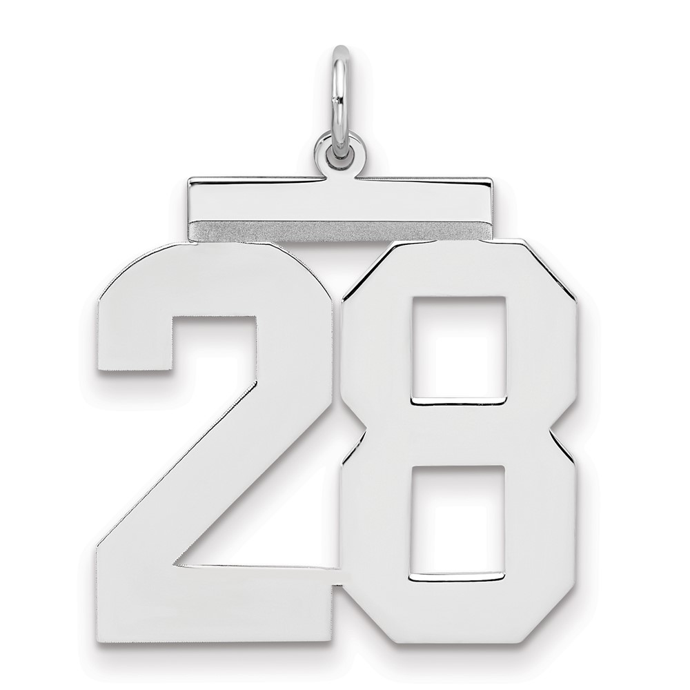 QPL28.jpg Sterling Silver/Rhodium-plated Polished Number 28 Charm - Image 1