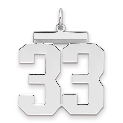 Sterling Silver/Rhodium-plated Polished Number 33 Charm