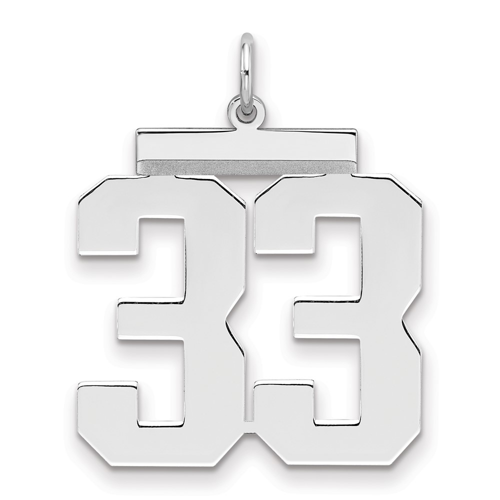 QPL33.jpg Sterling Silver/Rhodium-plated Polished Number 33 Charm - Image 1