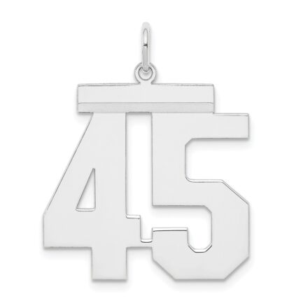 Sterling Silver/Rhodium-plated Polished Number 45 Charm