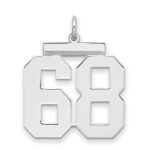 Sterling Silver/Rhodium-plated Polished Number 68 Charm