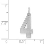 Sterling Silver/Rhodium-plated Satin Number 4 Charm - Image 3