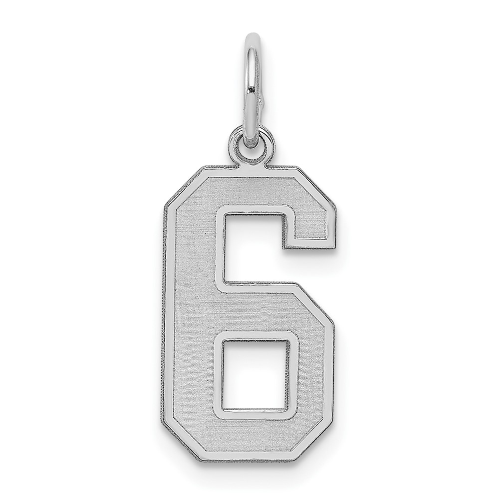 QPM06-1.jpg Sterling Silver/Gold-plated Satin Number 6 Charm - Image 1