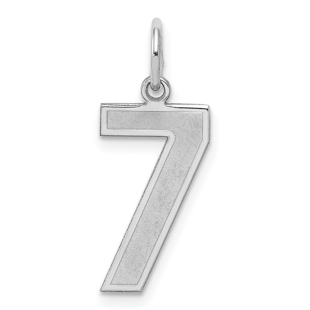 QPM07.jpg Sterling Silver/Rhodium-plated Satin Number 7 Charm - Image 1