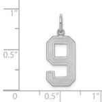 Sterling Silver/Rhodium-plated Satin Number 9 Charm - Image 3