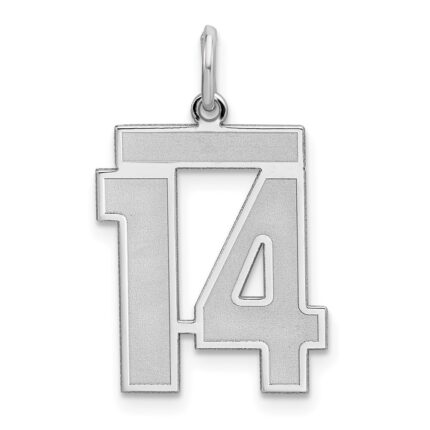Sterling Silver/Rhodium-plated Satin Number 14 Charm
