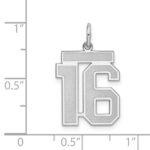 Sterling Silver/Rhodium-plated Satin Number 16 Charm - Image 3