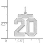 Sterling Silver/Rhodium-plated Satin Number 20 Charm - Image 3