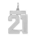 Sterling Silver/Rhodium-plated Satin Number 21 Charm