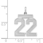 Sterling Silver/Rhodium-plated Satin Number 22 Charm - Image 3
