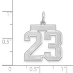 Sterling Silver/Rhodium-plated Satin Number 23 Charm - Image 3