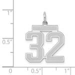 Sterling Silver/Rhodium-plated Satin Number 32 Charm - Image 3