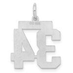 Sterling Silver/Rhodium-plated Satin Number 34 Charm - Image 4