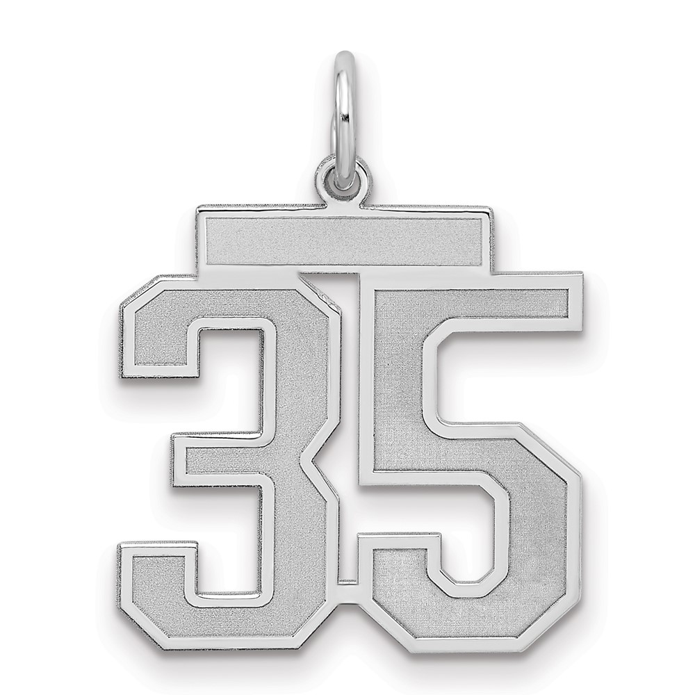 QPM35.jpg Sterling Silver/Rhodium-plated Satin Number 35 Charm - Image 1
