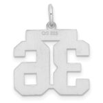 Sterling Silver/Rhodium-plated Satin Number 36 Charm - Image 4