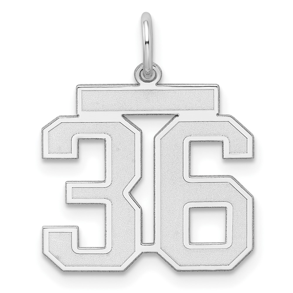 QPM36.jpg Sterling Silver/Rhodium-plated Satin Number 36 Charm - Image 1