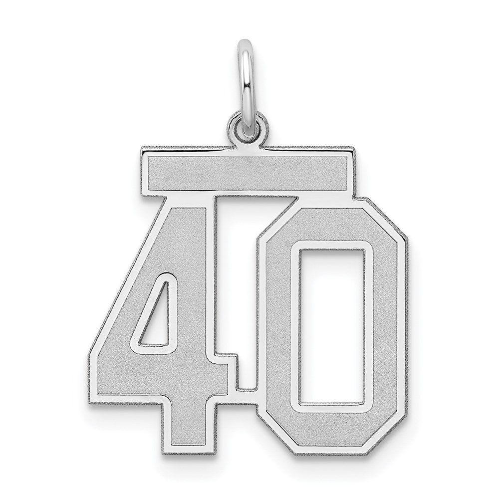 QPM40.jpg Sterling Silver/Rhodium-plated Satin Number 40 Charm - Image 1
