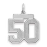 Sterling Silver/Rhodium-plated Satin Number 50 Charm