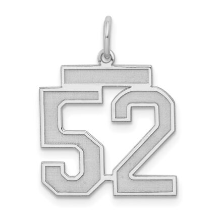 Sterling Silver/Rhodium-plated Satin Number 52 Charm