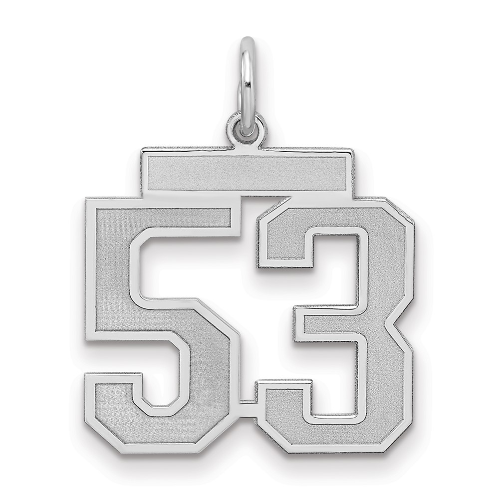 QPM53.jpg Sterling Silver/Rhodium-plated Satin Number 53 Charm - Image 1