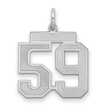 Sterling Silver/Rhodium-plated Satin Number 59 Charm