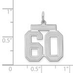 Sterling Silver/Rhodium-plated Satin Number 60 Charm - Image 3