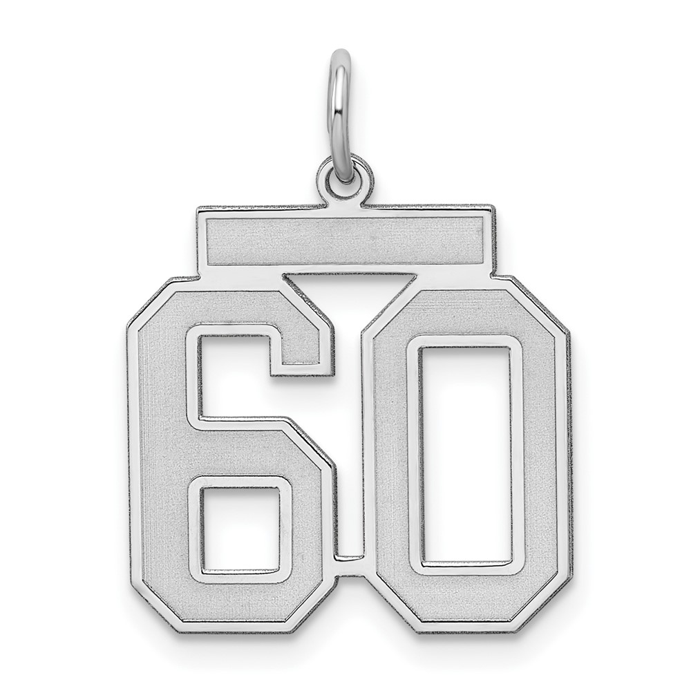QPM60.jpg Sterling Silver/Rhodium-plated Satin Number 60 Charm - Image 1