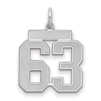 Sterling Silver/Rhodium-plated Satin Number 63 Charm