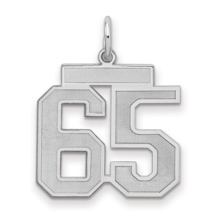 Sterling Silver/Rhodium-plated Satin Number 65 Charm
