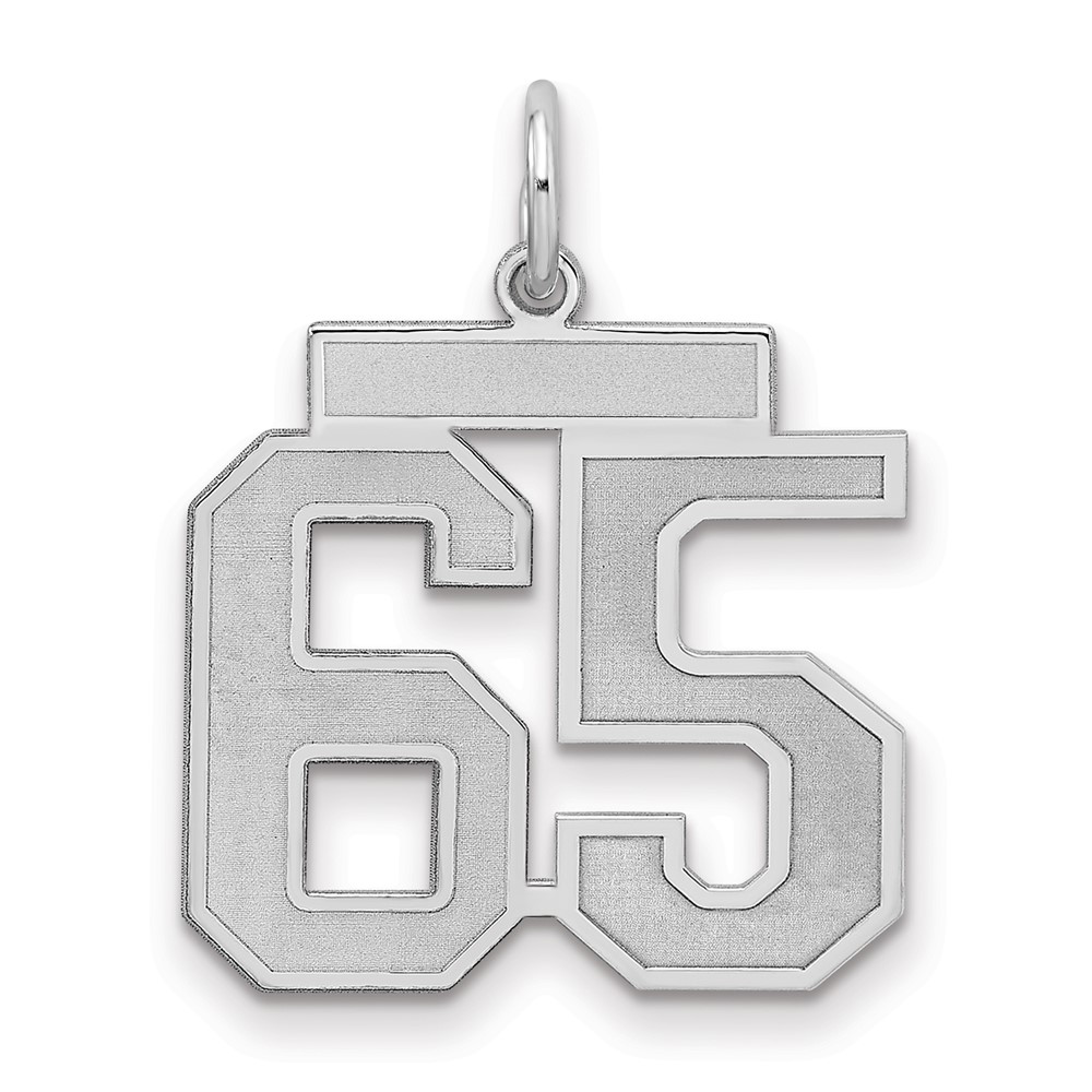 QPM65.jpg Sterling Silver/Rhodium-plated Satin Number 65 Charm - Image 1