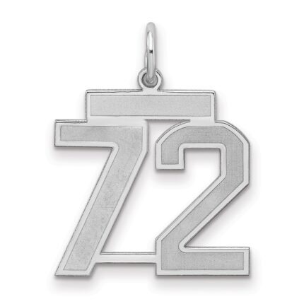 Sterling Silver/Rhodium-plated Satin Number 72 Charm