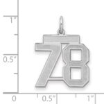 Sterling Silver/Rhodium-plated Satin Number 78 Charm - Image 2