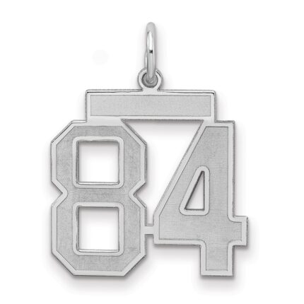 Sterling Silver/Rhodium-plated Satin Number 84 Charm
