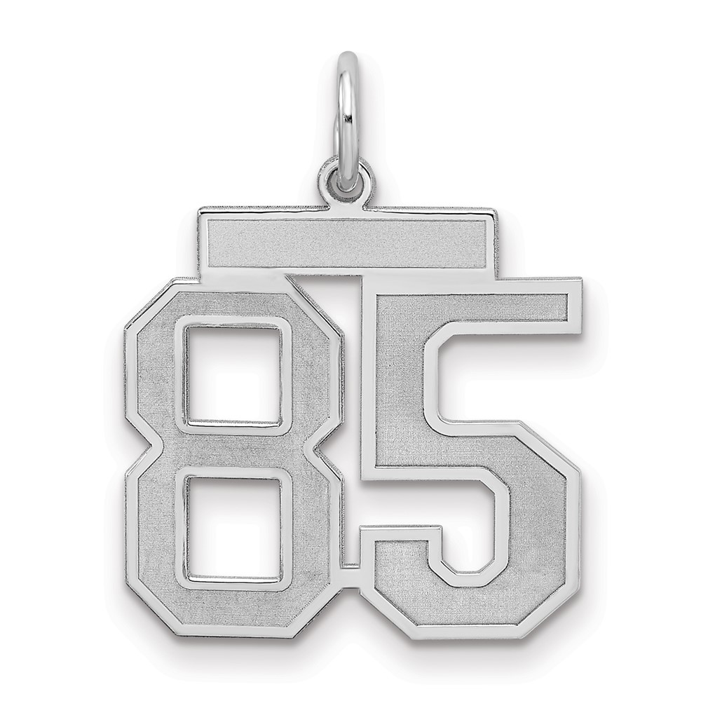 QPM85.jpg Sterling Silver/Rhodium-plated Satin Number 85 Charm - Image 1