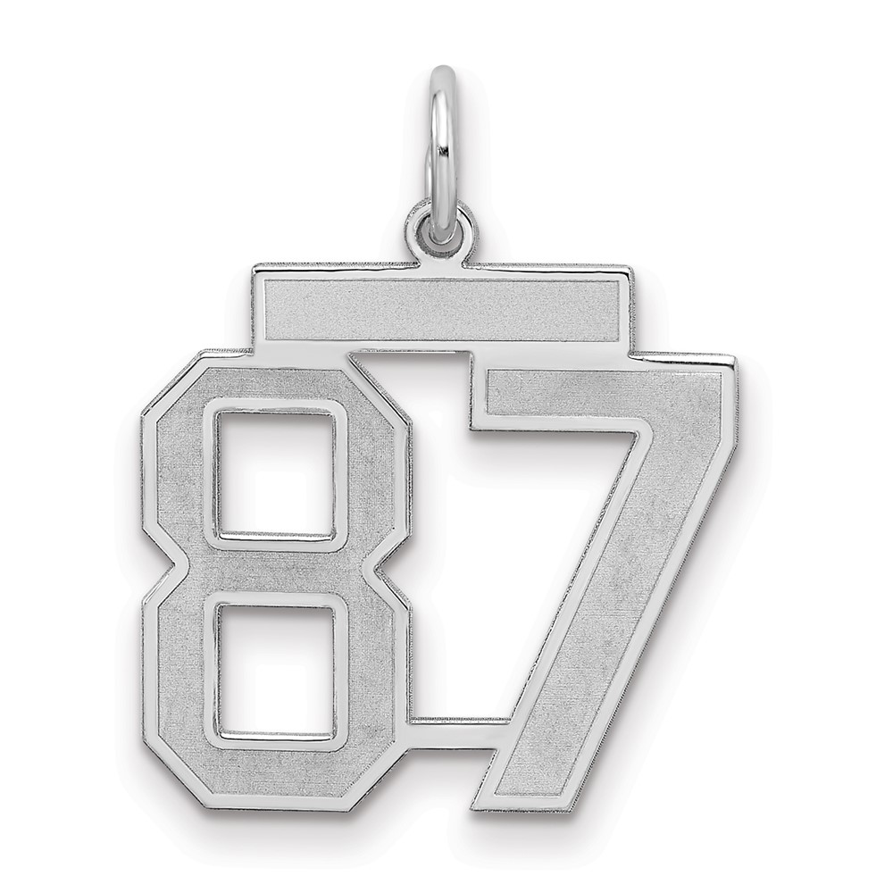 QPM87.jpg Sterling Silver/Rhodium-plated Satin Number 87 Charm - Image 1