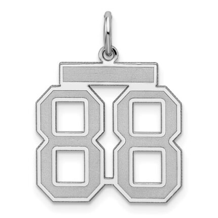Sterling Silver/Rhodium-plated Satin Number 88 Charm