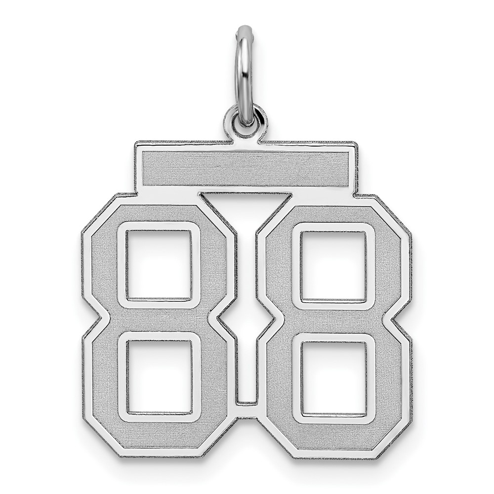 QPM88.jpg Sterling Silver/Rhodium-plated Satin Number 88 Charm - Image 1