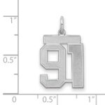 Sterling Silver/Rhodium-plated Satin Number 91 Charm - Image 2